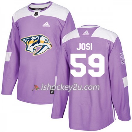 Mænd NHL Nashville Predators Trøje Roman Josi 59 Adidas 2017-2018 Lilla Fights Cancer Practice Authentic